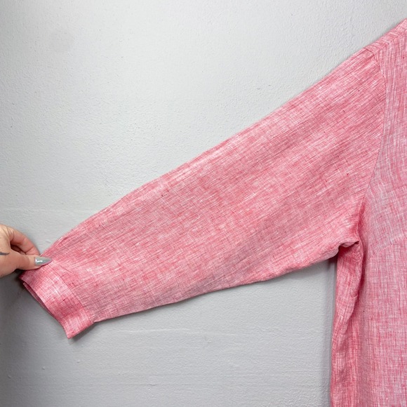 Lafayette 148 New York Red Pink Linen Shirt Size 3X Minimalist Career Blouse Top - Picture 5 of 11